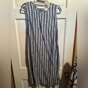 St. Tropez Chambray and White Vertical Stripe Linen Dress